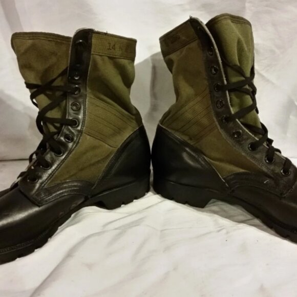 1960S BATA VIETNAM SPIKE PROTECTIVE COMBAT GREEN sz14N JUNGLE BOOTS 1966 SI 518